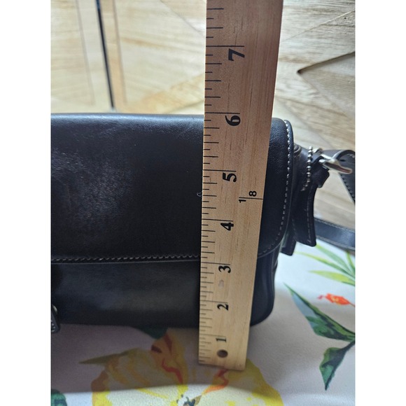 Vtg Coach Hamptons Flap Baguette Black Leather Shoulder Bag E0S-7784 Y2K - Picture 6 of 10